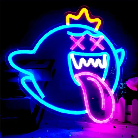 Boo Mario Kart Ghost Cartoon Video Game Neon Light LED Man Cave Kid/Teen Room - Picture 5 of 6